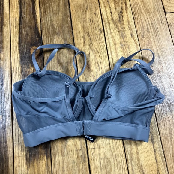 Steve Madden Womens Slate Grey Mesh Trim Bralette Bra 36C Adjustable Straps - Picture 2 of 6